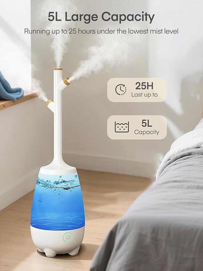 Humidifiers for Bedroom Large Room Home, 5L Quiet Cool Mist Top Fill Humidifier - Image 2