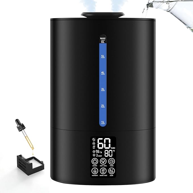 6L Humidifiers for Bedroom Large Room Home, Cool and Warm Humidifier for Baby by Coolfiqu