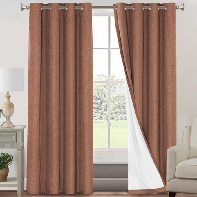 PrinceDeco Blackout Curtains for Bedroom 96 Inches Long Linen Look Curtains for by PrinceDeco