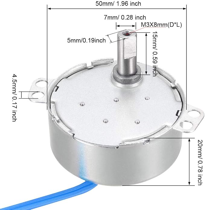uxcell Synchronous Motor AC 100-127V 10-12RMP 50-60Hz 4W Double Flat Shaft - Image 3