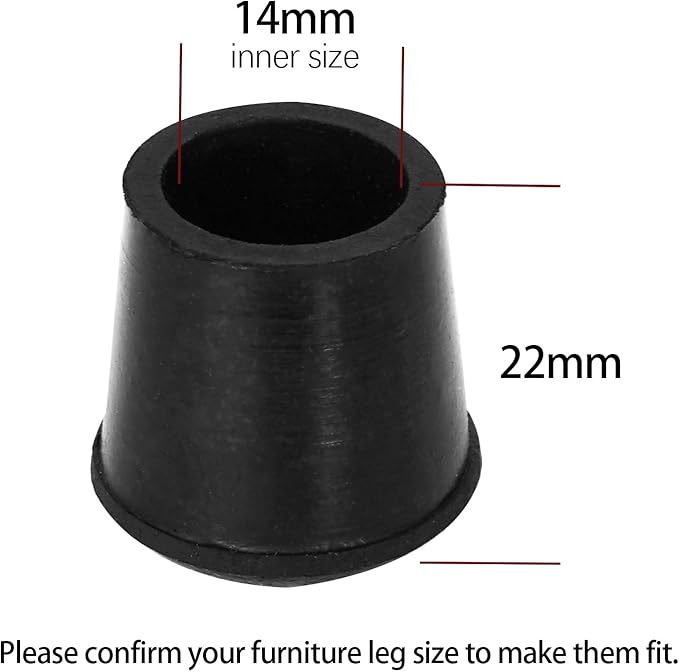 10 PCS Black Round Rubber Chair Leg Caps Tips, Vinyl Rubber End Kits, Soft - Image 2