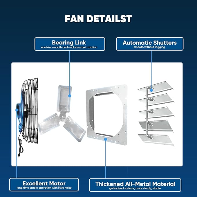 KEN BROWN 24 Inch Shutter Exhaust Fan - Image 4
