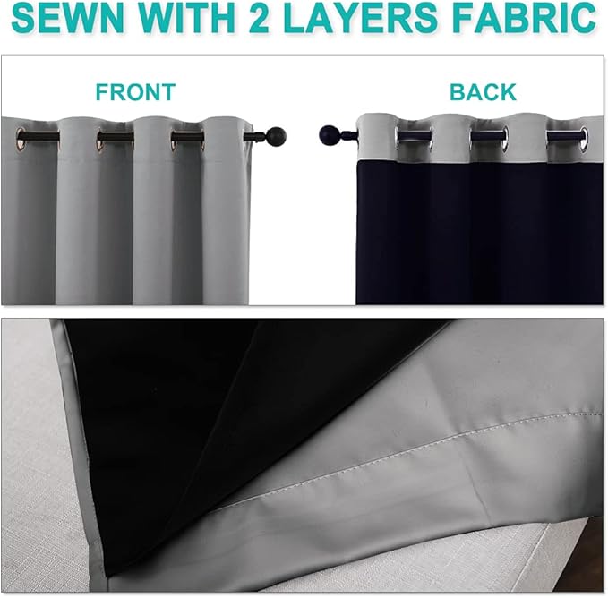 NICETOWN Silver Grey Full Shade Curtain Panel, Energy Smart & Noise Blocking - Image 4