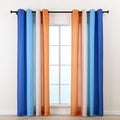 L.Z.E Navy Blue Orange Ombre Privacy Curtains 96 Inches Long by LZE