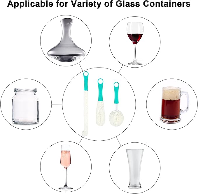 Boao 3 Pcs Decanter Cleaning Brush Wine Glass Decanter Flexible Bottle Brush Set - Image 5