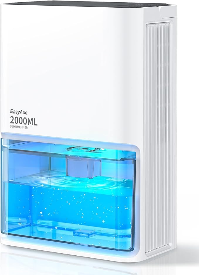 EasyAcc Small Dehumidifier for Bathroom, 68OZ 500Sq.Ft Quiet Dehumidifiers for by EasyAcc