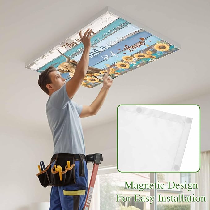 2 Pack Highland Cow Flower Fluorescent Light Covers Country Farmhouse Cow - Image 3