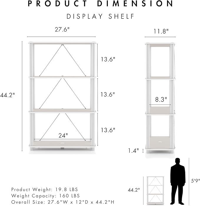 Homes: Inside + Out Apexa Modern 4-Tier Wide Shelving Units, Collectibles - Image 3