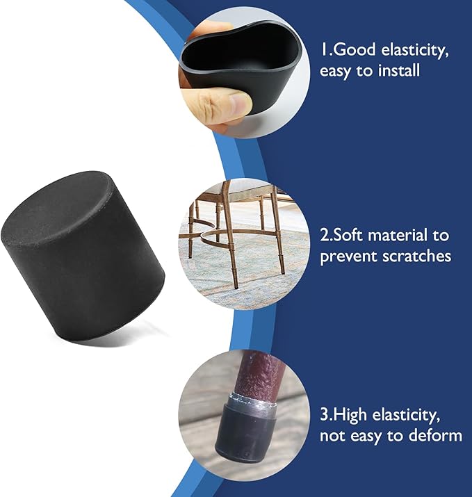 10 Pcs 1" Round Chair Leg Tips Caps, Silicone Rubber Furniture Leg Floor - Image 4