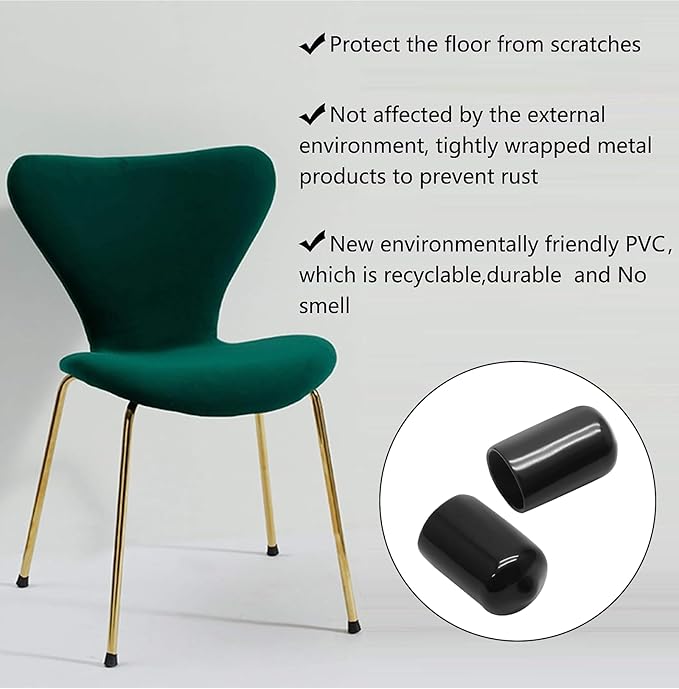 12 Pcs Round Rubber End Caps 9/16" ID Vinyl Flexible Bolt Chair Foot Covers - Image 5