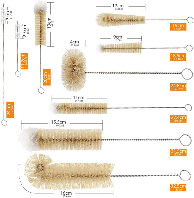 Masthome 9 Pieces Bottle Brush Set, Long Handle Bottle Cleaner - Image 2