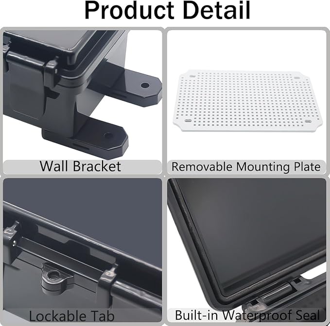 Junction Box, Hinged Black Cover IP67 Waterproof ABS Project Box - Image 4