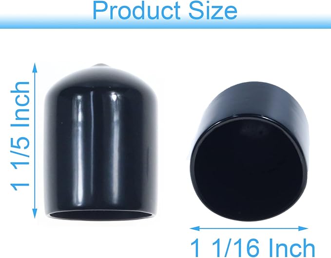 Acocony 1 1/16 Inch Rubber Cap Round Rubber End Caps PVC Flexible Protector - Image 2