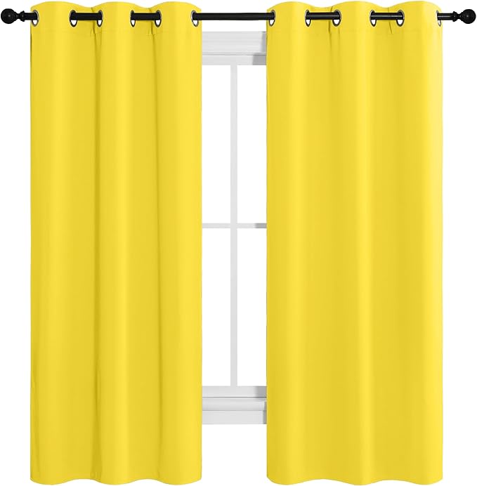 NICETOWN Bright Yellow Room Darkening Curtains - Image 2