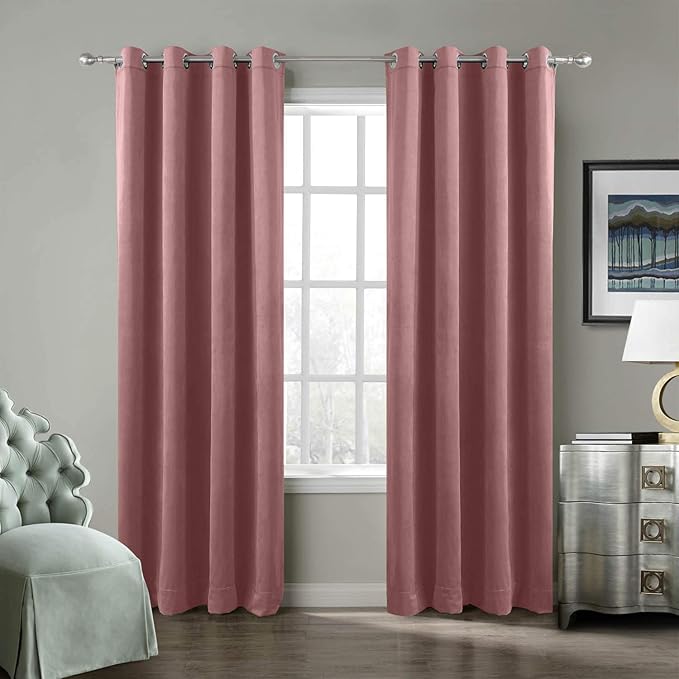 ChadMade Blackout Lined Premium Velvet Curtain Coral 72Wx102L Inch, Eyelet by ChadMade