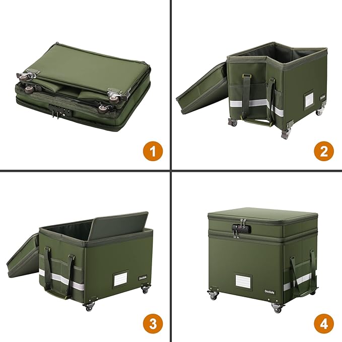 DocSafe File Box with Lock, 2-Layer Fireproof Document Box with Wheels - Image 8