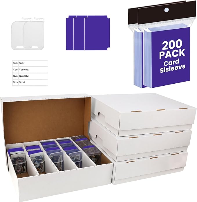 4 PACK Sports Card Box 3940 Count Cardboard Trading Card Storage Box, Bulk Card by EBOAUSI