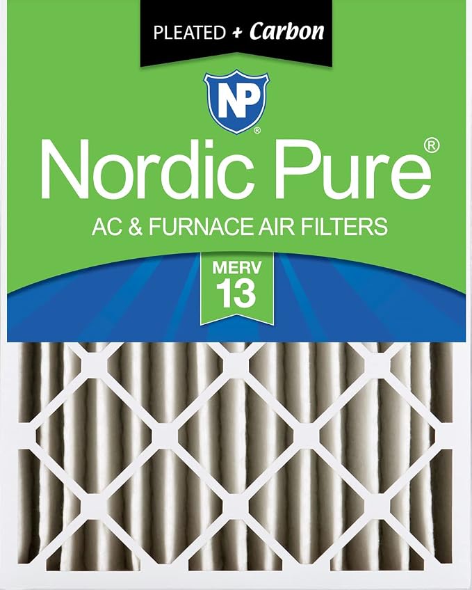 Nordic Pure 20x24x4 Pleated Pleated MERV 13 Plus Carbon Air Filter 1 Pack | by NordicPure