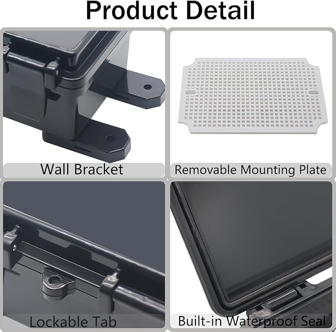 Junction Box, Hinged Black Clear Cover IP67 Waterproof ABS Project Box - Image 4