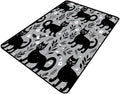 Area Rug Black Cats and Flowers, Pattern Printing, Non-Slip Area Rugs, Fade by Snarena