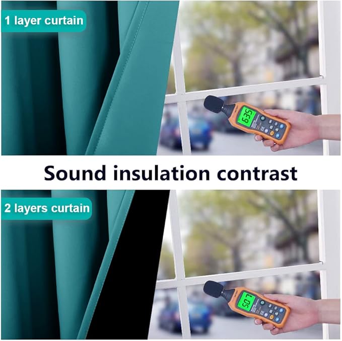 NICETOWN Peacock Teal 100% Blackout Lined Curtain, 2 Thick Layers Completely - Image 4