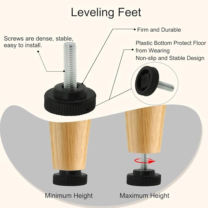 uxcell M8 x 25 x 30mm Screw on Furniture Glide Leveling Feet Adjustable Leveler - Image 4