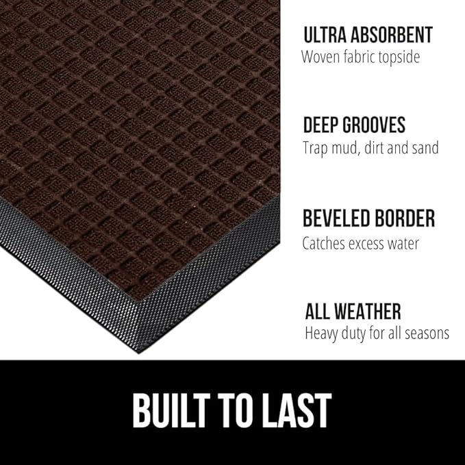 GORILLA GRIP 100% Waterproof All-Season WeatherMax Doormat, US Designed Natural - Image 2