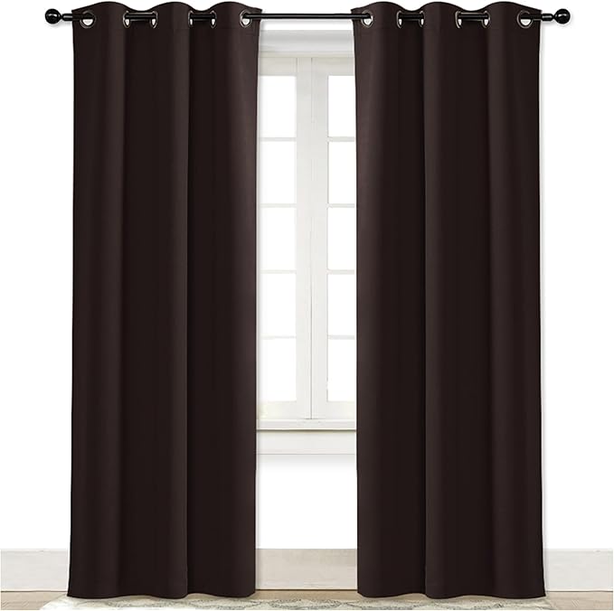 NICETOWN Curtain Blackout Drape Panel, Single Panel, 34 x 84 inch, Toffee Brown by NICETOWN
