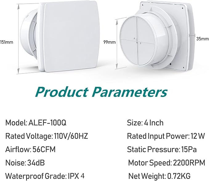 Exhaust Fan 4" Home Ventilation Fan Window and Wall Mount Vent Fan - Image 2