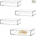 Clear Acrylic Box with Lids, 4 Pack 4.3x2.7x1 Inch Plastic Square Cube Candy by LOVPLAY