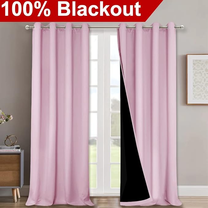NICETOWN 100% Blackout Window Curtain Panels, Heat and Cold Blocking Drapes - Image 2
