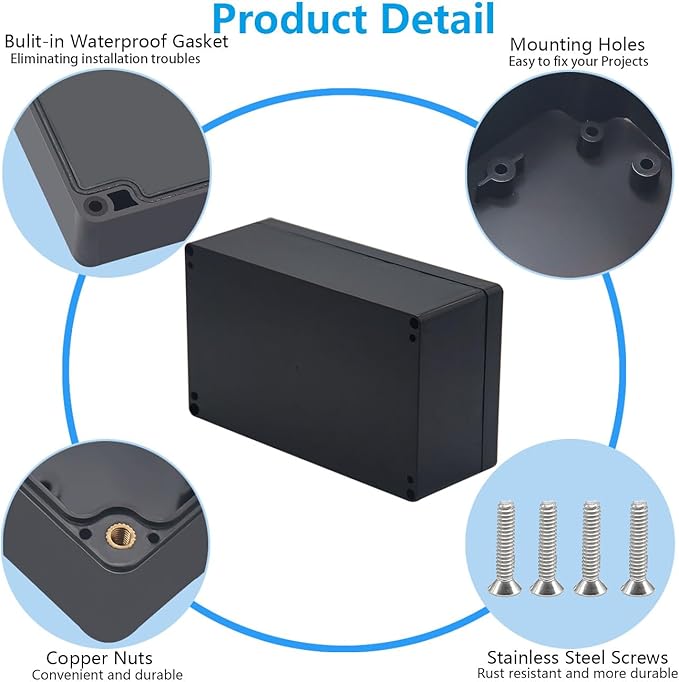Outdoor Waterproof Junction Box IP67 Project Box ABS Black Electrical Boxes - Image 6