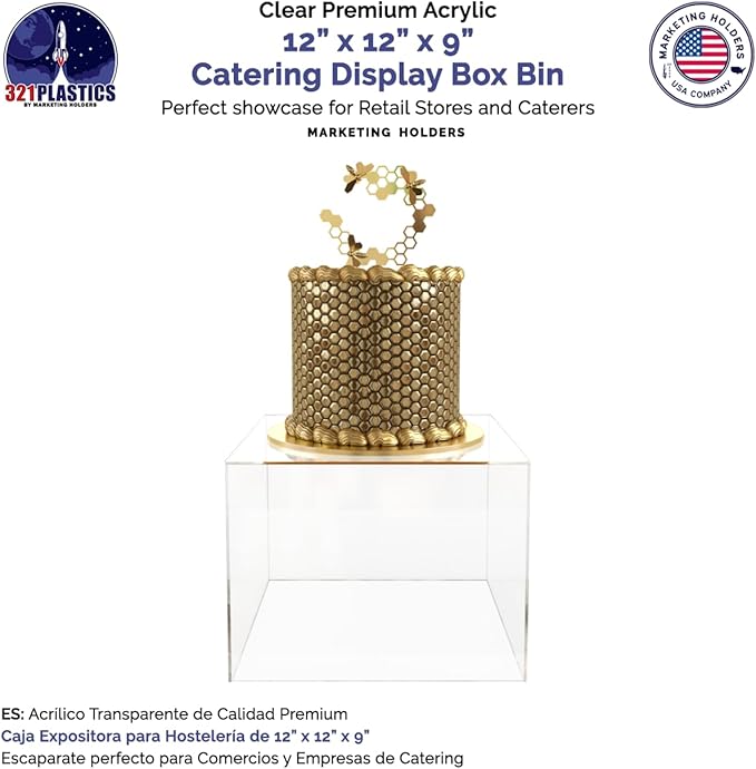 12" x 12" x 9" Riser Display Box No Lid Clear Acrylic Thronewith One Open Side - Image 4