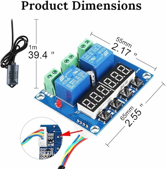 DC 12V XH-M452 Thermostat Dual Output Temperature Humidity Thermometer - Image 3