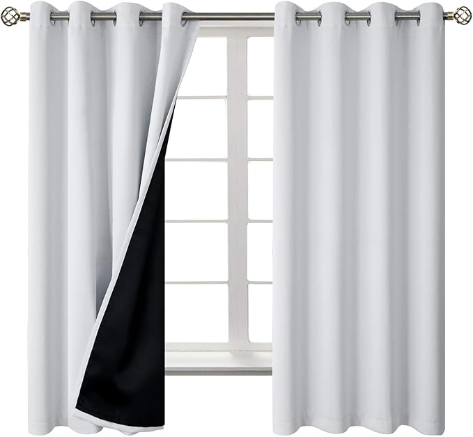 BGment Greyish White 100% Blackout Curtains - Image 8