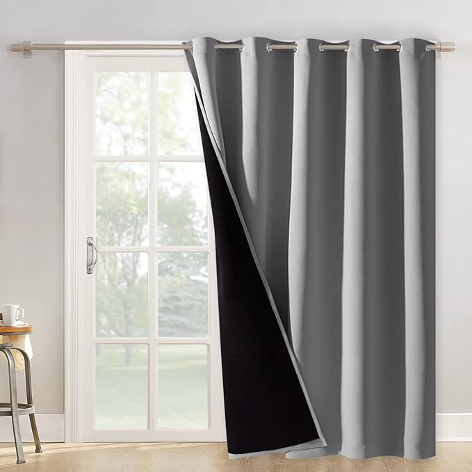 NICETOWN Silver Grey Extra Wide Patio Door Curtain, Super Heavy-Duty Thermal by NICETOWN