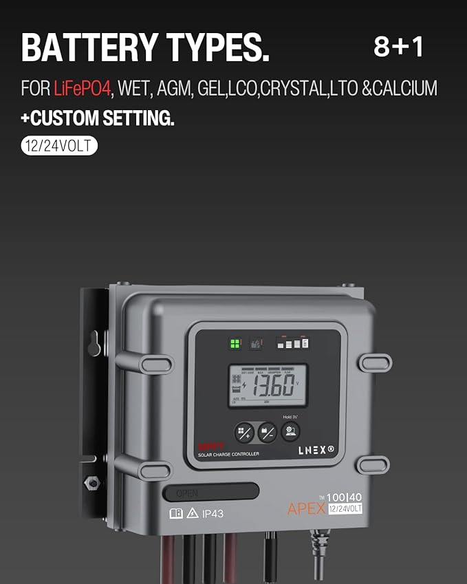 MPPT Solar Charge Controller 40A, 12V 24V Solar Panel Regulator - Image 3