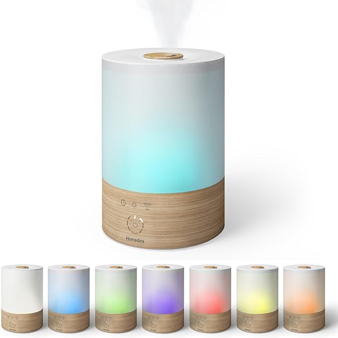 Homedics Cool Mist Ultrasonic Humidifier, 8-Colors Night Light, 0.66 Gal by Homedics