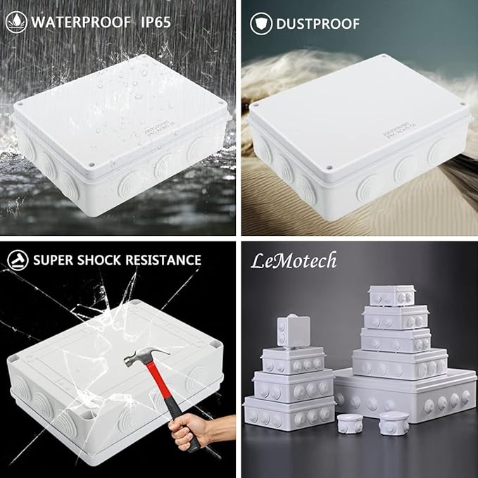 LeMotech Junction Box, ABS Plastic IP65 Waterproof and Dustproof, Universal - Image 8