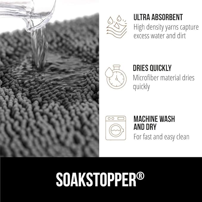 GORILLA GRIP SOAKSTOPPER Dog Door Mat, 48x30 Machine Washable Rug Absorbent - Image 4