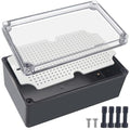 Junction Box, IP67 Waterproof ABS Black Project Box Clear Cover by Otdorpatio