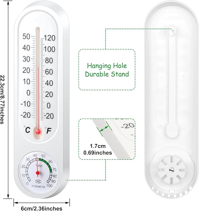 Leinuosen 10 Pcs Indoor Outdoor Wall Thermometer Humidity Meter Vertical - Image 2