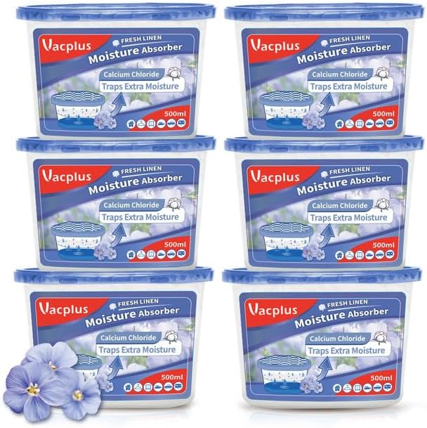 Vacplus Moisture Absorbers 6 Pack, Portable Humidity Absorber Boxes by Vacplus