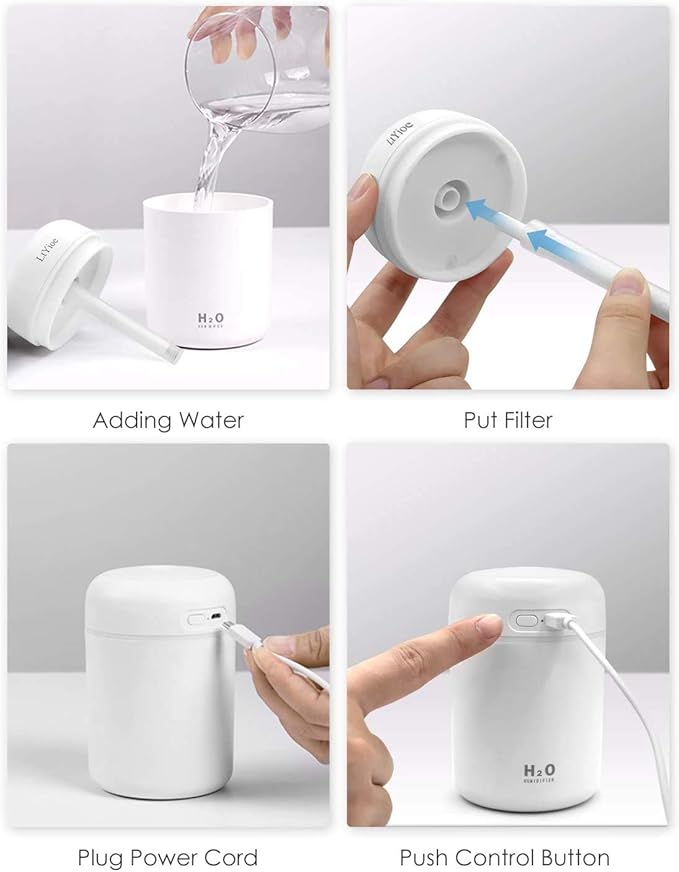 Colorful Cool Mini Humidifier, USB Personal Desktop Humidifier - Image 6
