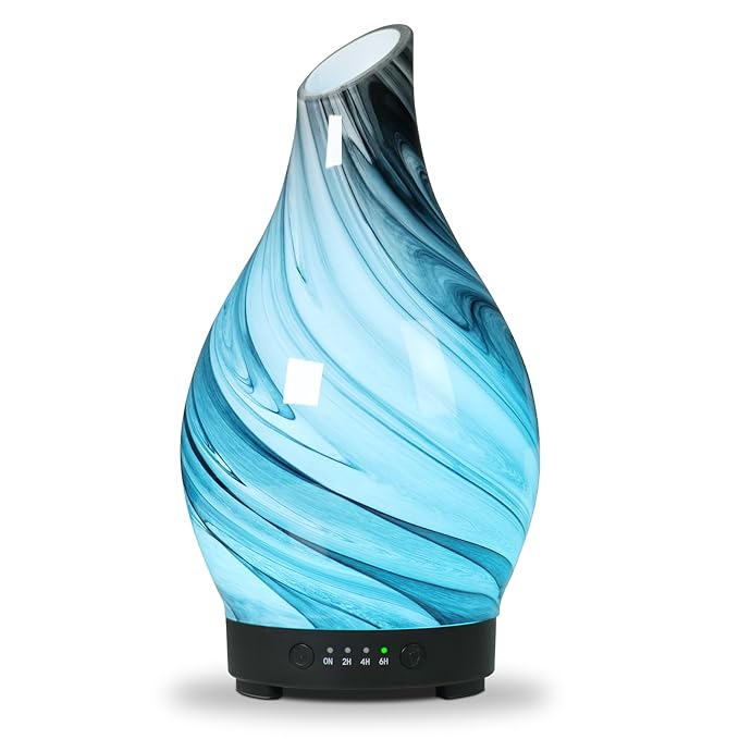 Essential Oil Diffuser Aroma Diffuser- 200 ml Art Glass Ultrasonic Cool Mist by EQUSUPRO