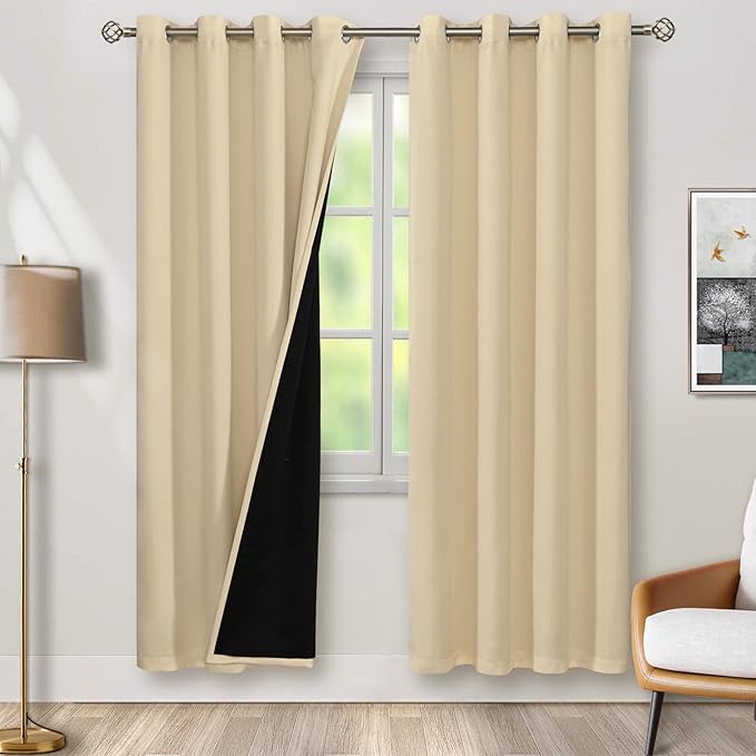 BGment Natural Blackout Curtains 95 Inches Long 2 Panels Set by BGment