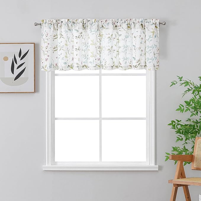 Chyhomenyc Roman Valance for Windows, Light Filtering Linen Blend Textured Leaf by Chyhomenyc