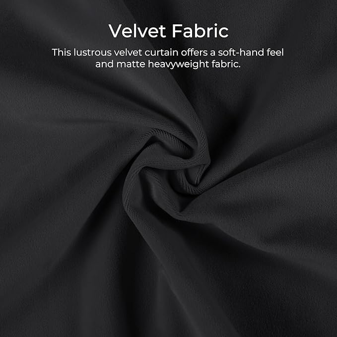 TWOPAGES Luxury Velvet Curtain Pinch Pleated Black Curtain 102 inch Long - Image 3