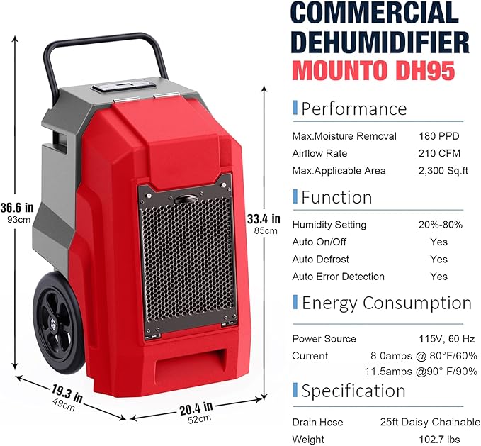 MOUNTO 180Pints LGR Industrial Dehumidifier - Image 8