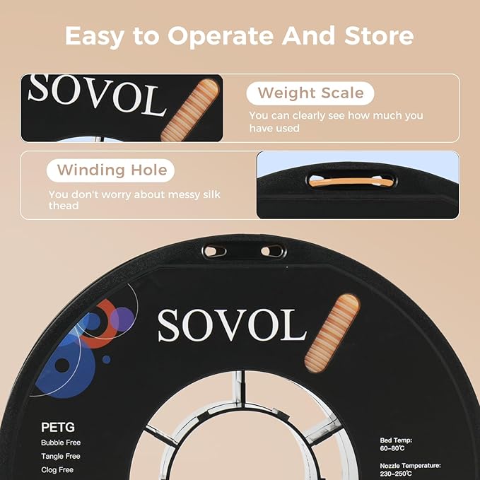 Sovol 3D Printer PETG Filament 1.75mm 1KG, High Precision, Strong Toughness - Image 7